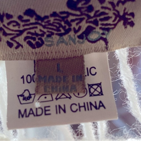 Crochet Beach Cover-Up Ivory Women’s 100% Acrylic Size Large BALLETCORE - Picture 10 of 11